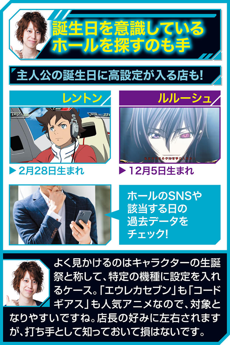 誕生日を意識しているホールを探すのも手